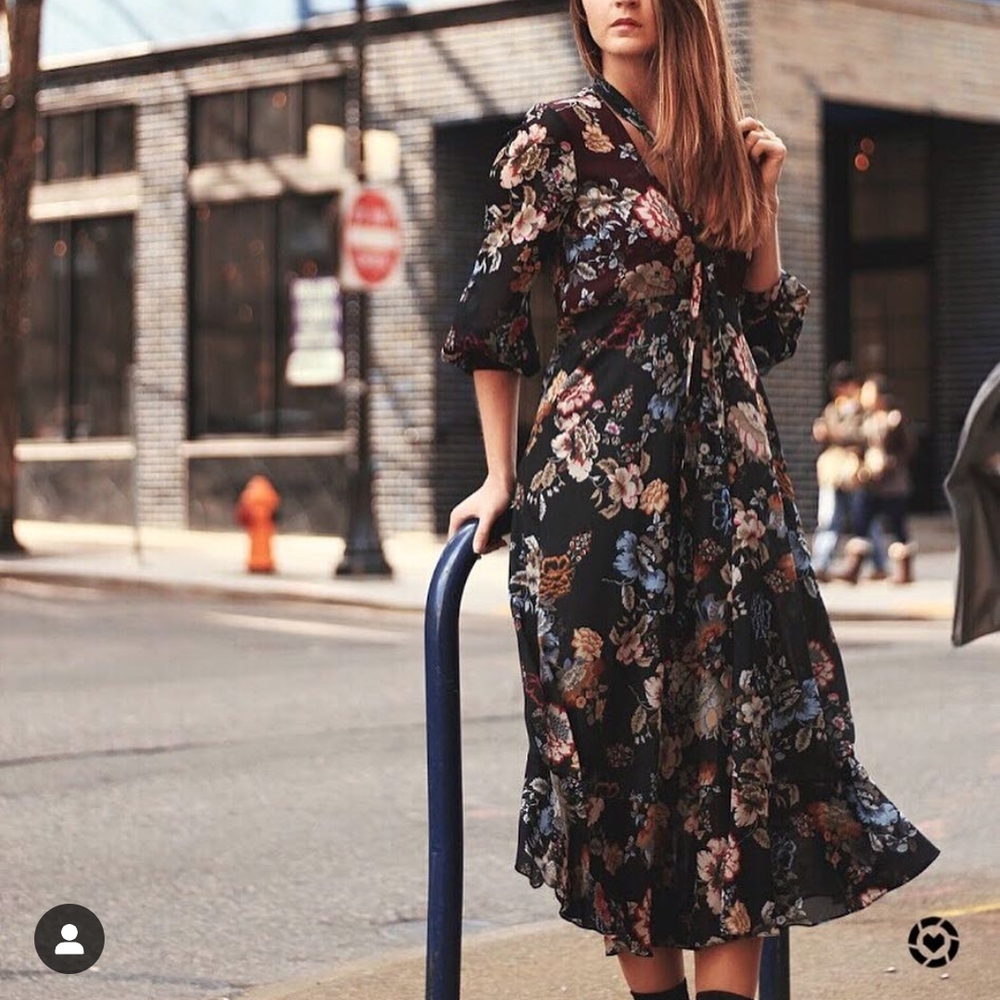 Floral Black Maxi Dress